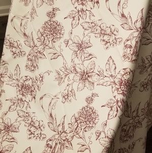 4 Red and beige floral curtains